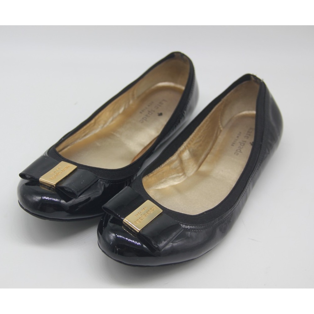 Kate Spade NEW YORK Patent Leather Black Ballerina Ballet Flats Women's Sz 8 M